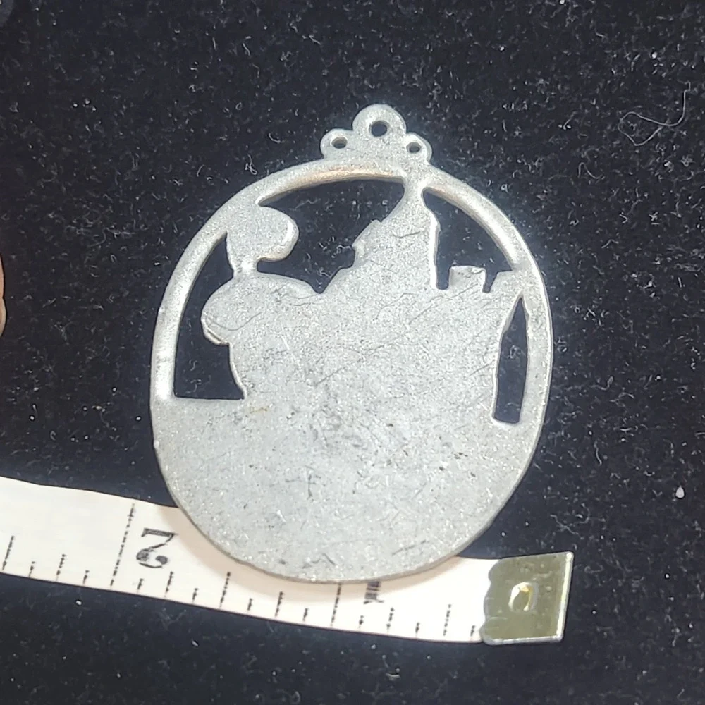Vintage 1978 Humpty Dumpty Pewter Christmas Ornament Enameled Castle Wall 2.5